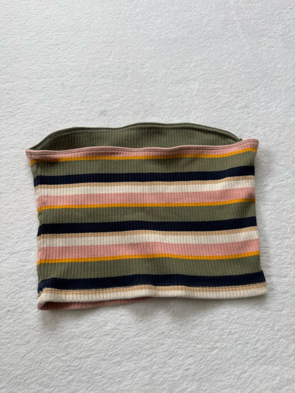 HOLLISTER Striped Ribbed Tube Top in Olive, Pink, Navy & Cream - Picture 6 of 6